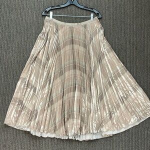 Polo RL sunburst pleated tan metallic plaid skirt